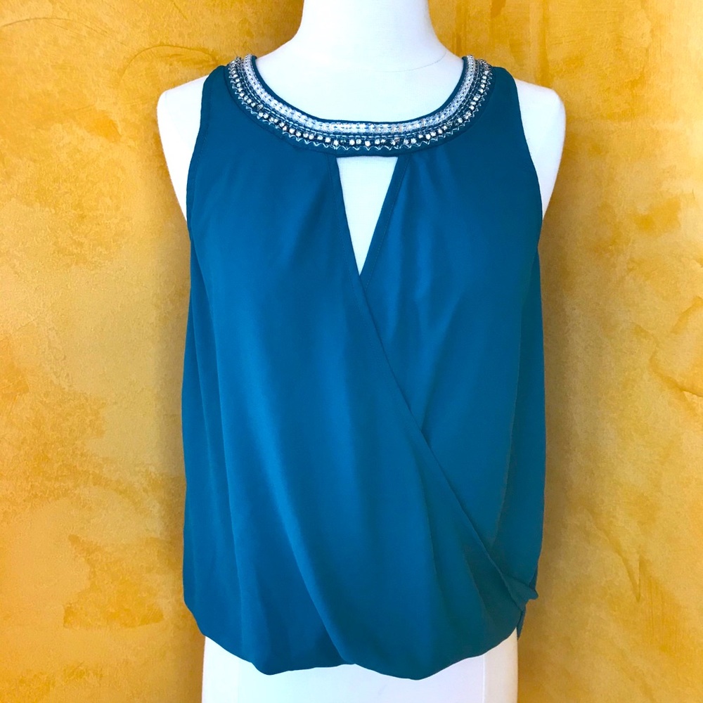 Socialite Teal dressy beaded top